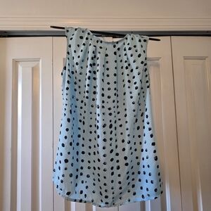 Worthington Light Blue Blouse with Black Dots